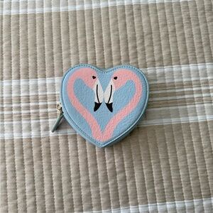 LC Lauren Conrad Heart Flamingo Zip Wallet in Sky Blue and Pink